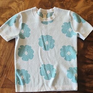 Forever 21 Kids Floral Sweater - White and Blue